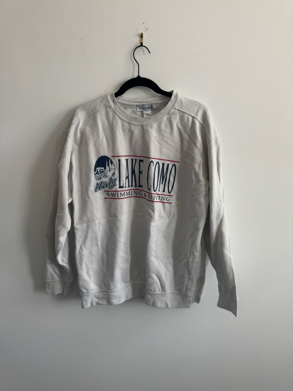 Lake Como Graphic Crew Sweatshirt - Washed White